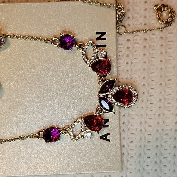 Anne Klein Ruby & Violet Accent Stones necklace and earrings set NWT - Picture 2 of 7